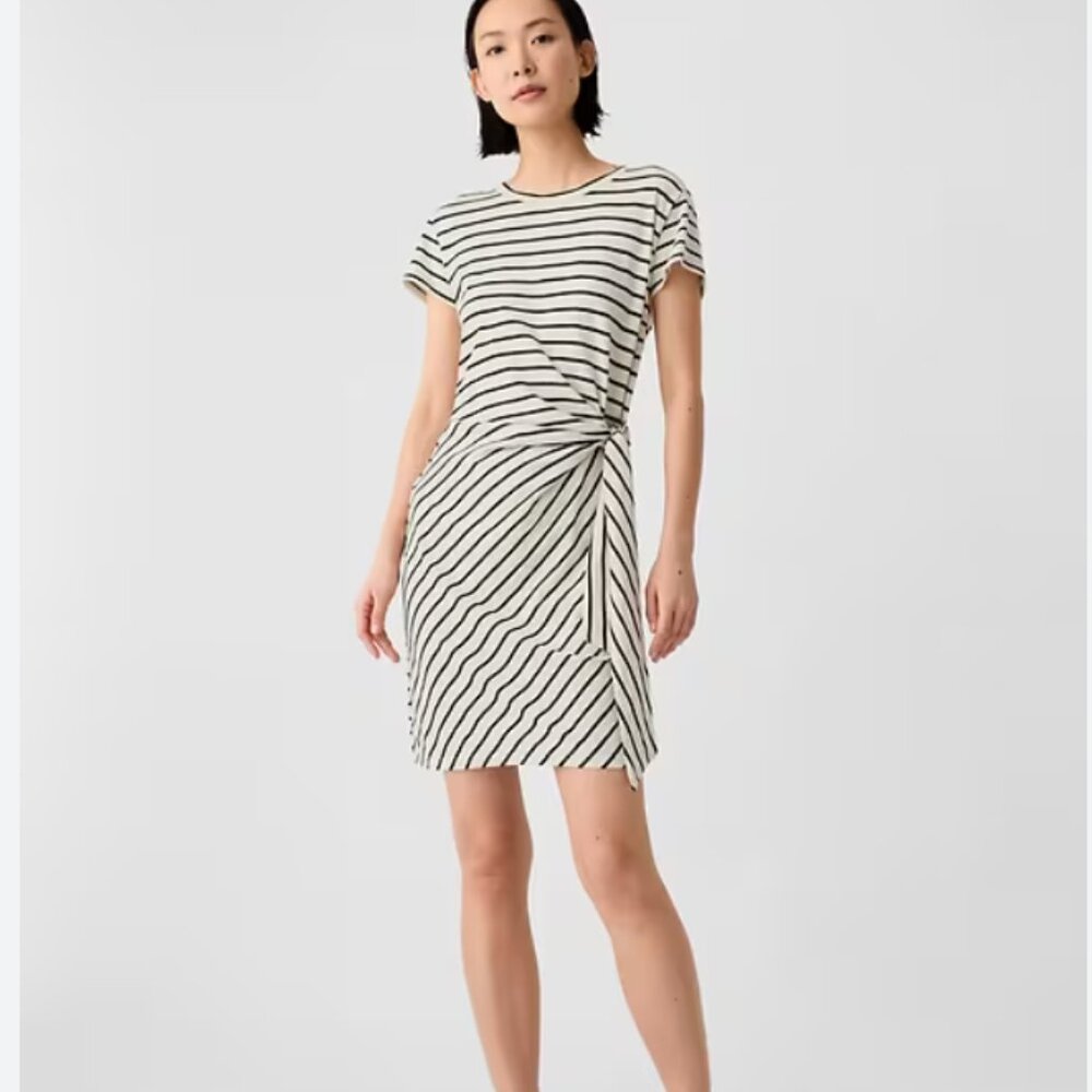 GAP Black and White Striped Forever Soft Sarong T-Shirt Dress